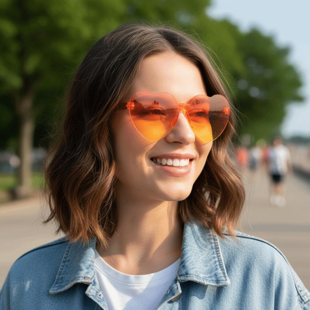 Trendy Love Heart Shape Sunglasses UV Protection Colorful Gradient Sunglasses Women