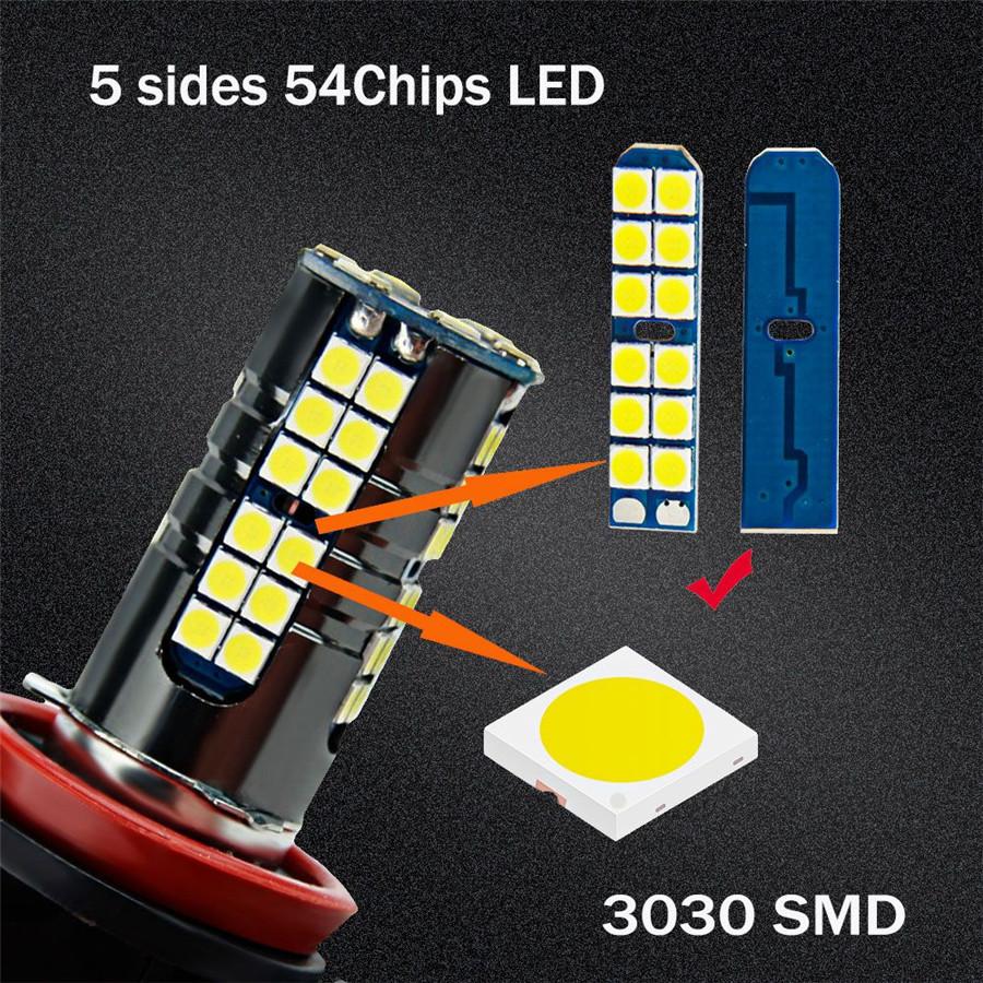2 шт. H11/H8/H9 Белые Светодиодные Лампы Высокой Мощности H11 Ближний Свет + 2 шт. H11 H8 Светодиодные Лампы Противотуманного Света Комплект для Переоборудования