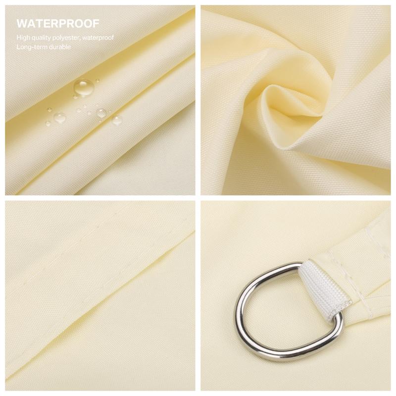Beige Sun Shade Sail Waterproof Shade Sail for Outdoor Garden Patio Party 98% UV Block Sunscreen Awning Canopy Sunsail with Rope