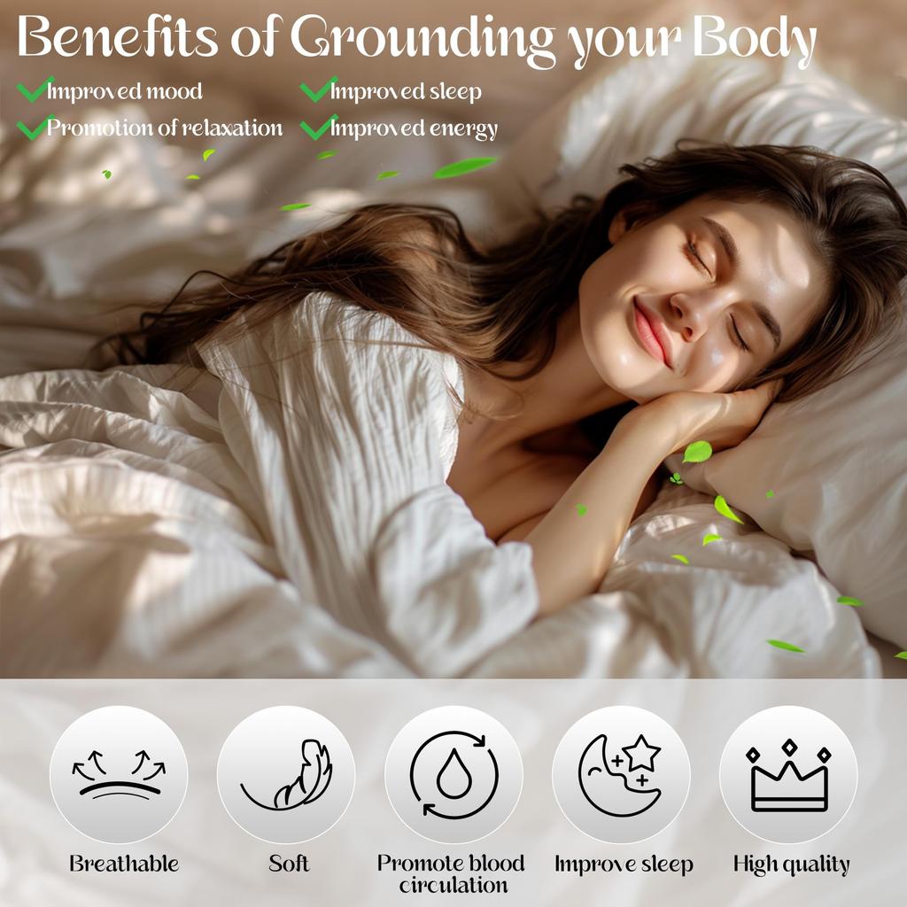 Grounding Mat for Bed, 27''×60'', Indoor Sleep & Pain Relief with Grounding Cord