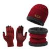 Three-piece Knitted Hat, Winter Warm Hat, Non-slip Screen Gloves, Plus Velvet And Thick Wool Scarf Hat