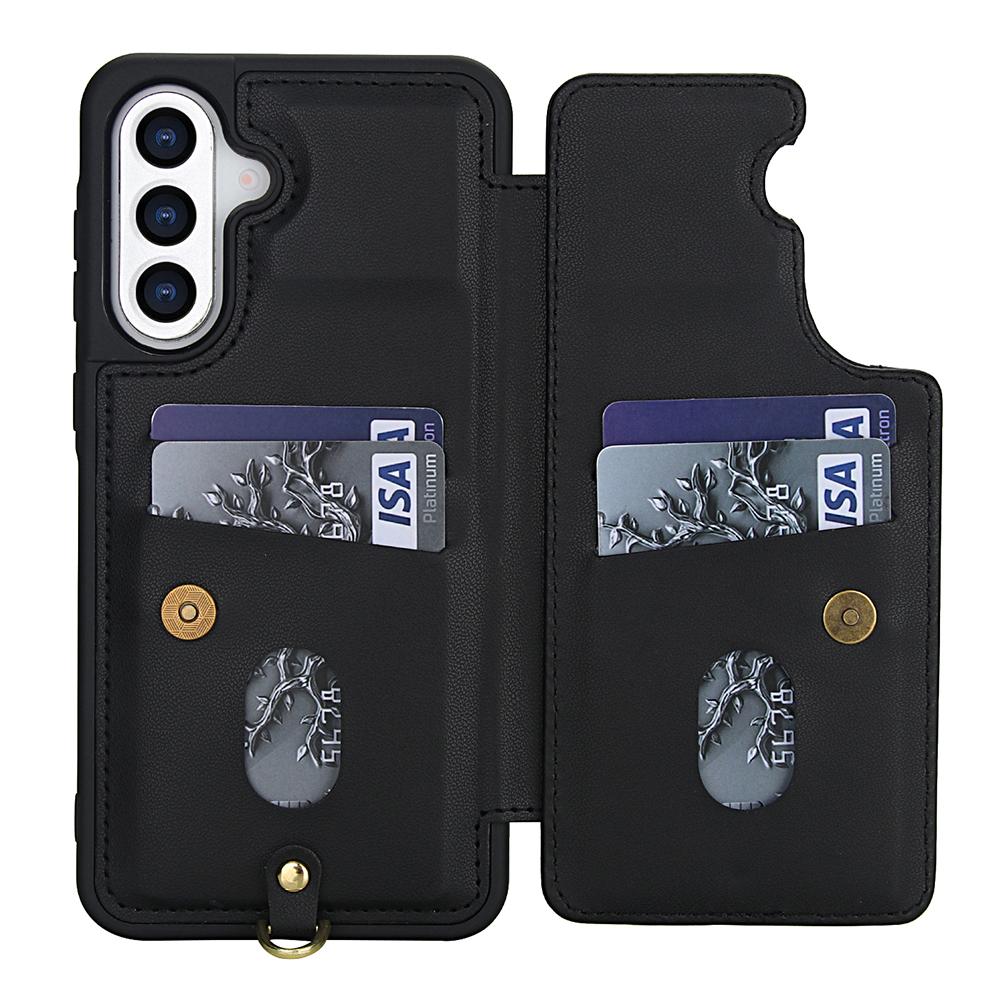 Чехол для Samsung Galaxy A55 5G, вышитые тюльпаны, ПУ кожа, держатель для карт, задняя крышка с плечевым ремнем/ремешком на запястье