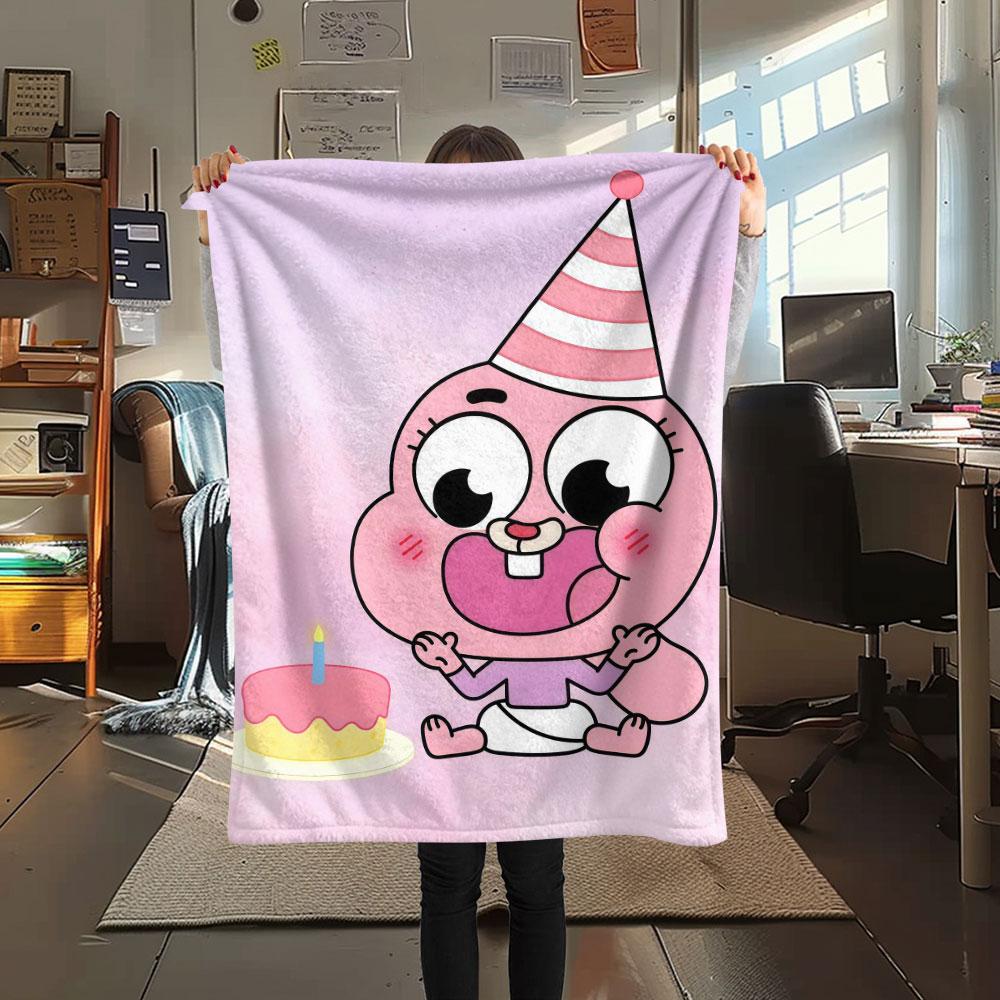 Anais Gumball Printed Flannel Blanket, soft throw for bedroom sofa, washable, fan merchandise, great gift.