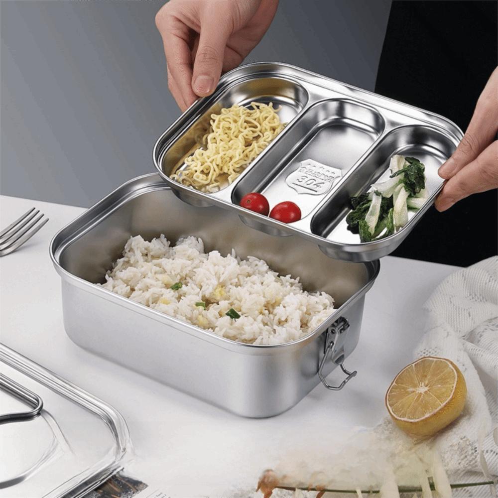 304 Stainless Steel Picnic Box Compartmental Food Storage Box Camping Lunch Box Worker