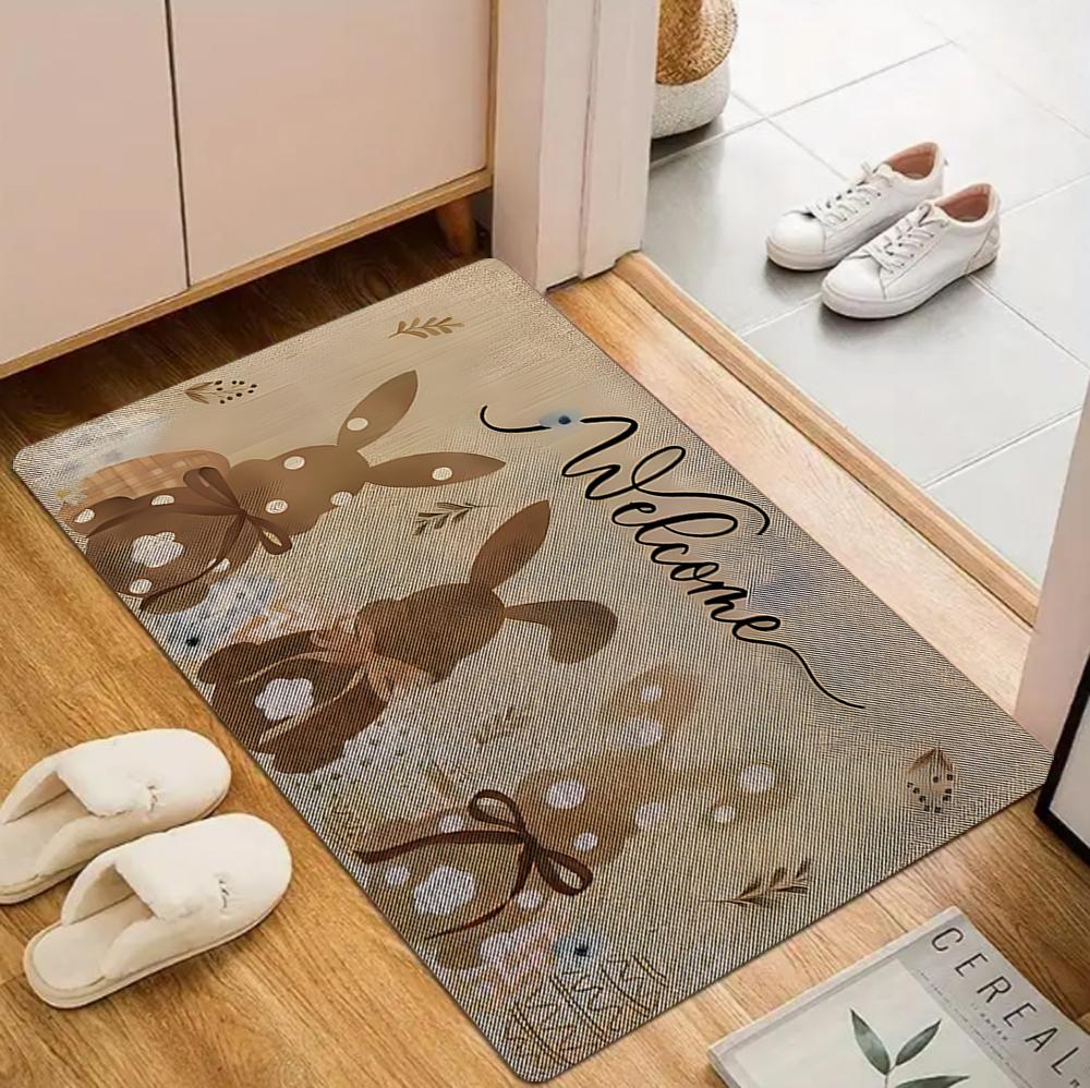 Easter Bunny Pattern Carpet Mat Rug Non-Slip Area Rug Home Decoration for Entryway Living Room Bedroom Decor Welcome Mat Mat