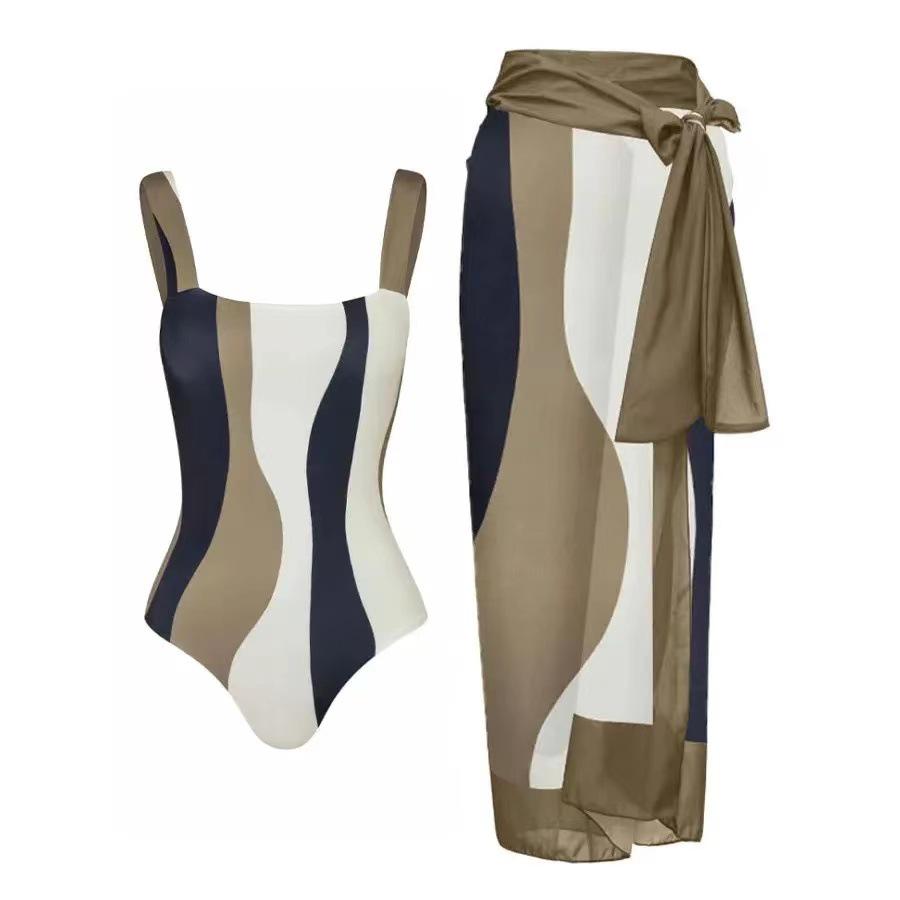 European & American Conservative Bikini Swimsuit Set with Sun Protection Gauze Skirt for Women - Perfect for Beach Vacations & Hot Springs