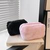 Ins Macaron Plush Cosmetic Bag Pencil Bag Girl Candy Color Hand Bag Bankquet Party Lady Cosmetic Bag Makeup Organizer 2024