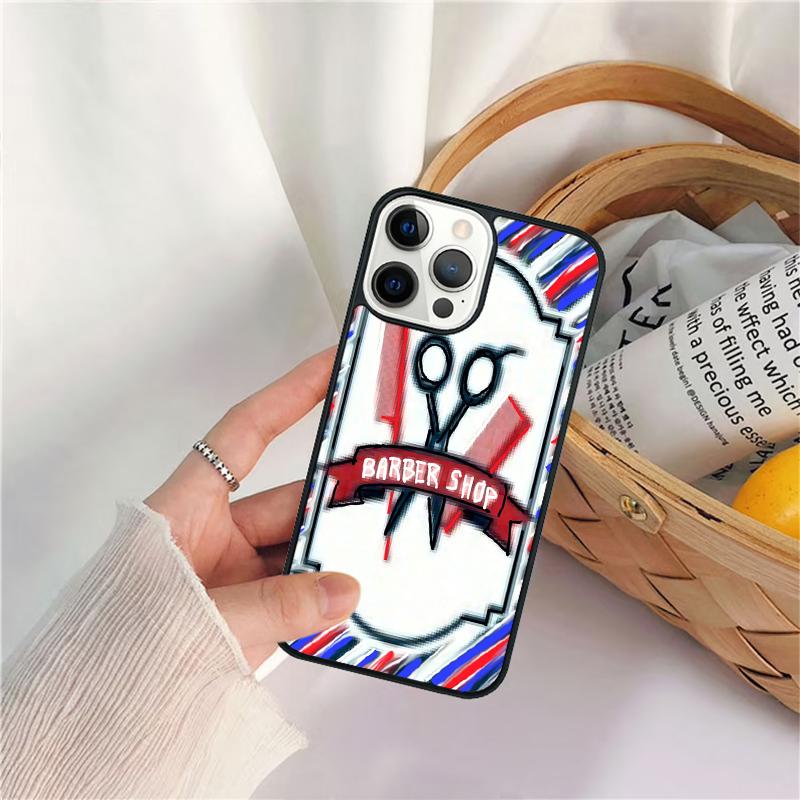 Barber Stripes Scissors Phone Case For iPhone 17 Air 16 15 14 11 12 13 Pro MAX Plus coque Cover Shell