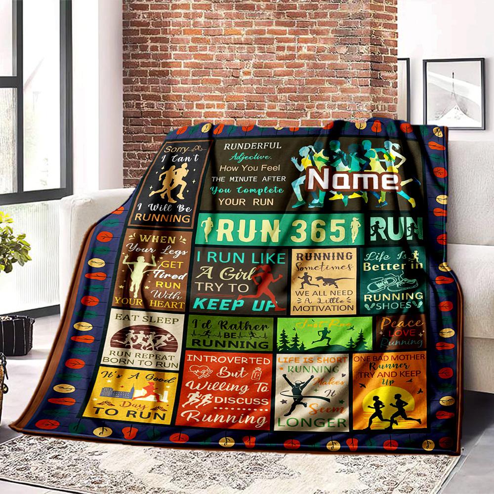 Running Quotes Name Blanket Comfortable Soft Lightweight Allseason Multipurpose Blanket For Picnics Sofas Offices Beds Living Rooms Gifts For Friends