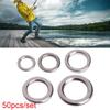 50Pcs Double Line Tackle Solid Fish Connector Stainless Steel Swivel Snap Fishing Split Rings