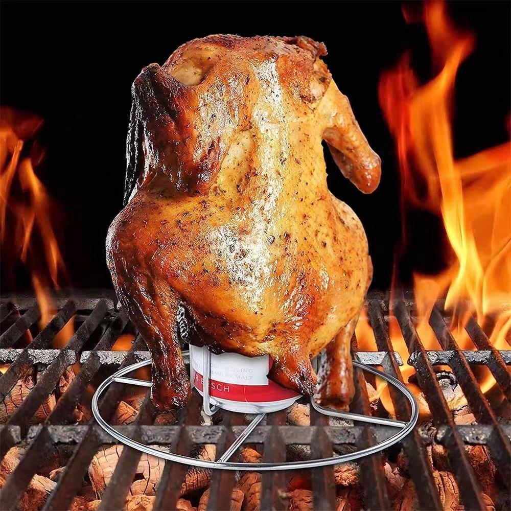 Stainless Steel Chicken Grill Stand Electroplating Process BBQ Roasting Holder  Picnic