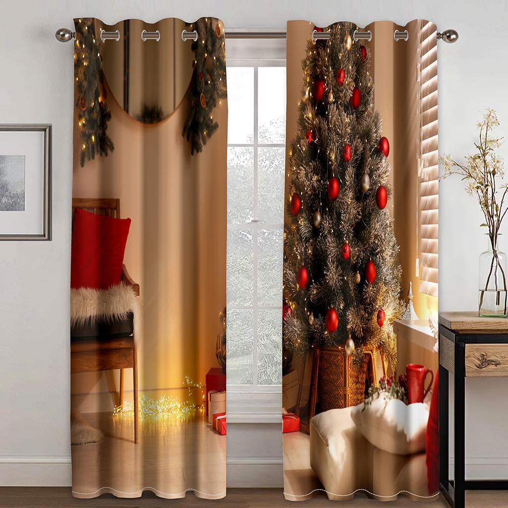 Мультфильм забавные милые с Рождеством и Новым годом детские шторы на окна для гостиной, спальни, ванной комнаты, двери, домашний декор