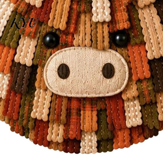 Creative Needlework Gift Ideas Highland Cow Pumpkin Patchwork Kit, Fabric Autumn DIY Step by Sewing Tutorial Craft Kit for Beginners, Home Farmhouse