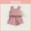 Летний комплект одежды без рукавов для девочки с кружевными деталями для малышей