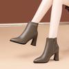 Autumn and Winter New Zipper Pointed Fashion Boots Versatile Martin Boots Women's Shoes High-heeled Leather Boots Women's