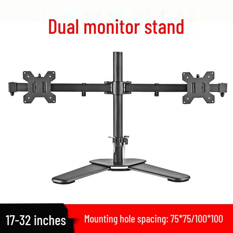 No-Drill Dual Screen Desktop Monitor Stand with Pneumatic Retractable Arm