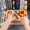 Wooden Children'S Educational Beaded Building Block Professional Montessori Teaching Aids Color Shape Cognitive Learning Hand-Eye Coordination Toy