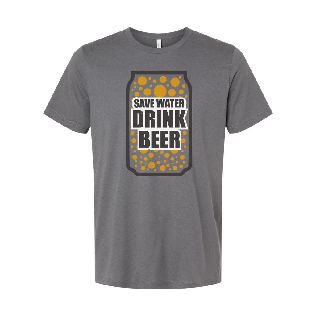 Unisex Graphic Tee With Beer Can Save Water Drink Beer