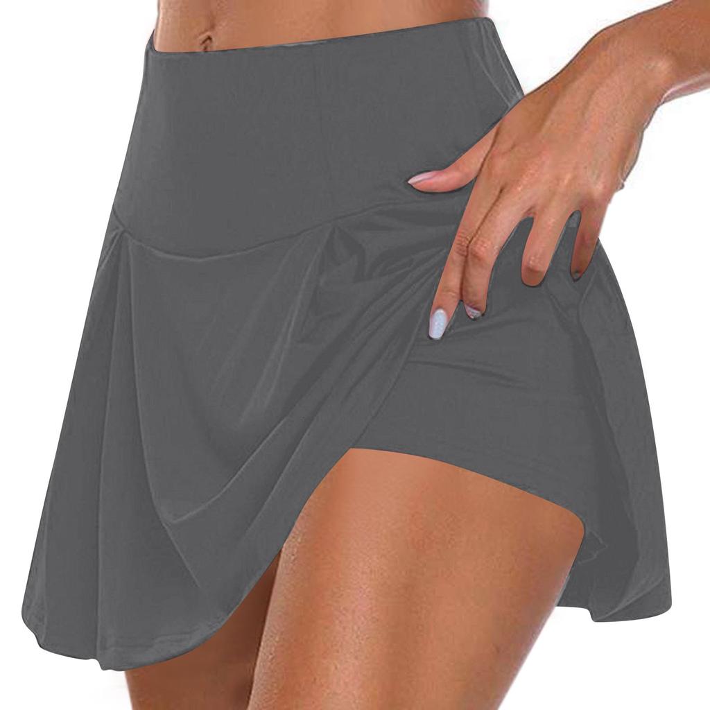 Women's  Athletic Stretchy Pleated Tennis Skirts Run Yoga Inner Shorts Elastic Sports Golf Skorts