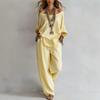 1116 European and American new casual suit one-word shoulder loose top wide-leg pants women's two-piece set