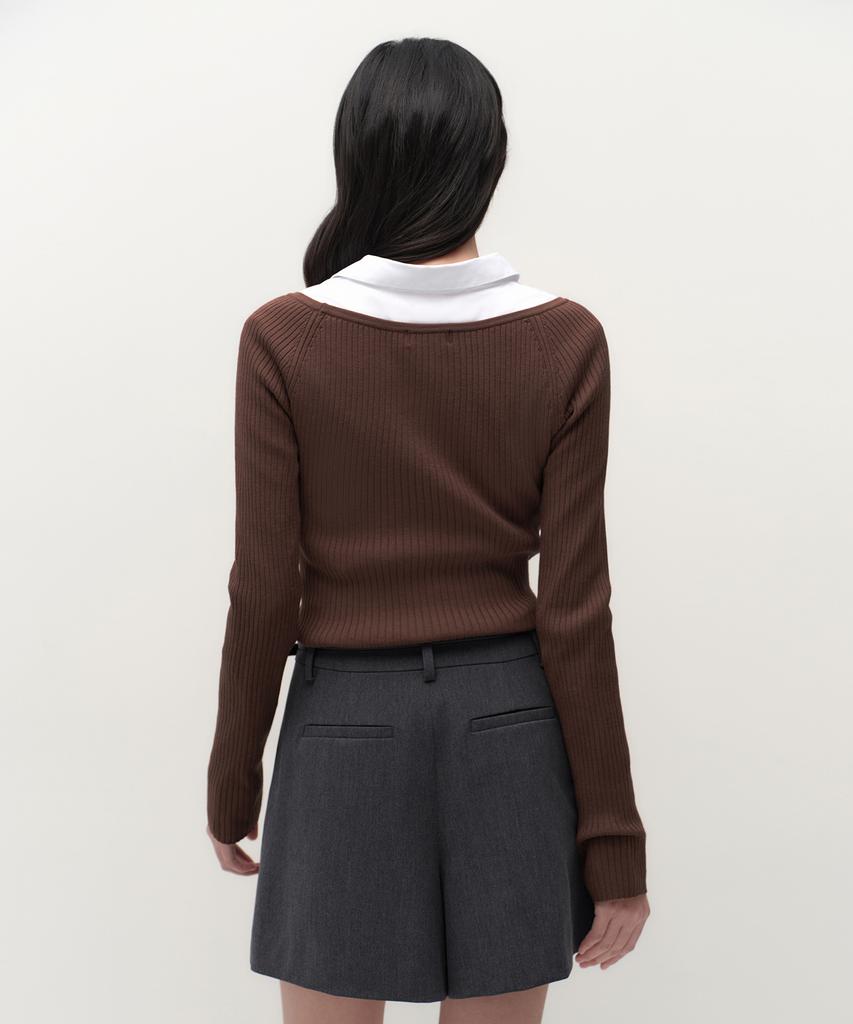 MUSINSA STANDARD WOMAN Women'S Wide Ribbed Slim Off-Shoulder Knit [Brown]