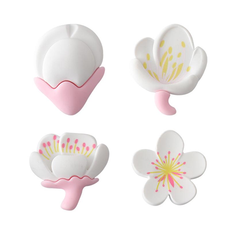 4 Pieces With Creative Fresh Garden Flowers Refrigerator Magnet Cartoon Flower Tulip Resin Decorative Board Magnetic Sticker