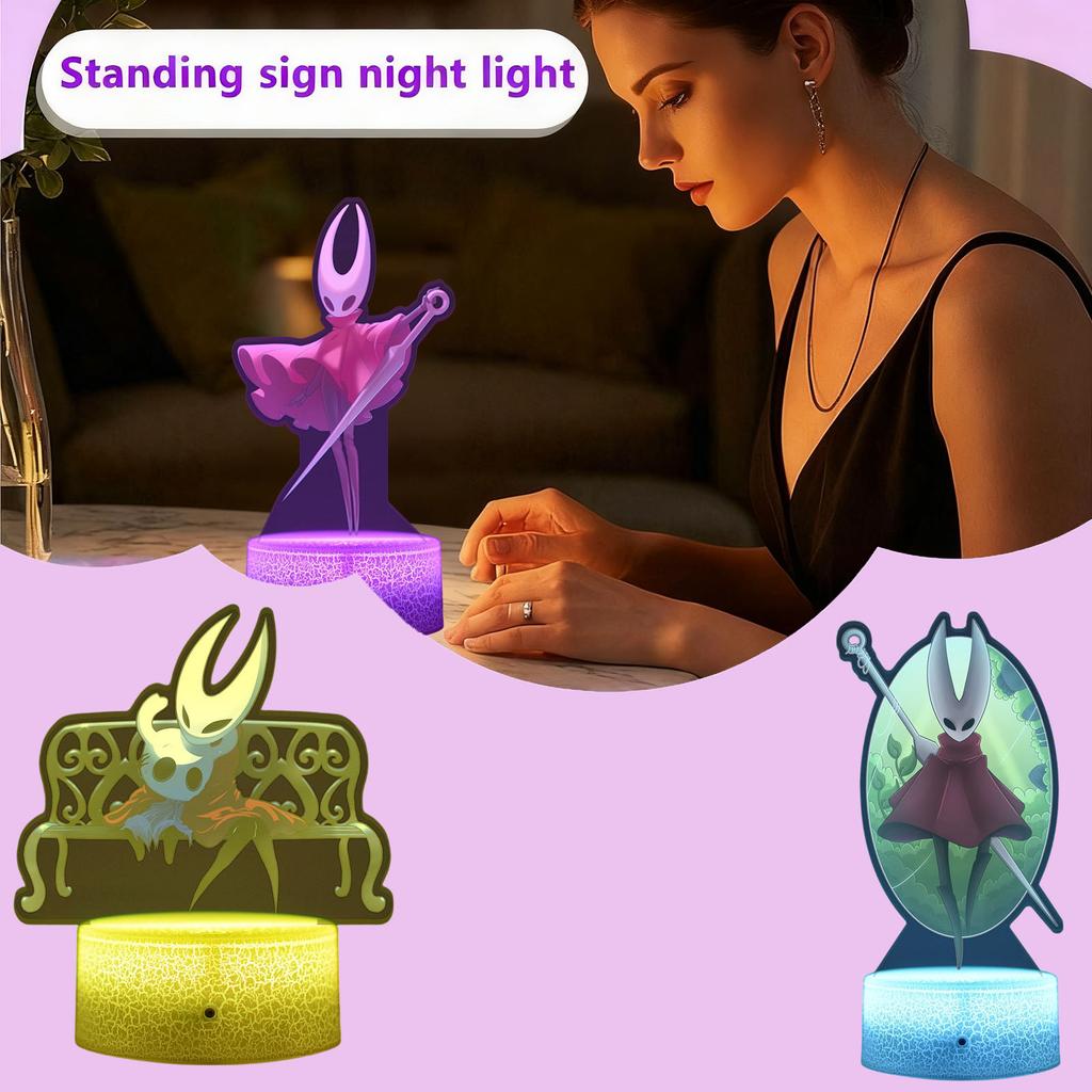 Premium Acrylic Night Lights Collection – Intricate Character-Inspired Designs With Cracked Base, Warm Ambient Glow For Bedrooms, Desks & Shelves,