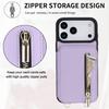 Кошелек-чехол на молнии для iPhone 17/16e/16 Pro Max iPhone Air Женская сумка через плечо Держатель для кредитных карт Ремешок-шнурок Чехол-книжка с подставкой