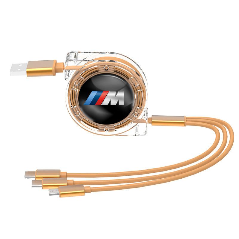 XZFG7 Автомобильный Быстрозарядный 3-в-1 Кабель Данных Micro USB Type-C Для BMW X1 X2 X3 X5 X4 X6 X7 G30 G20 G32 G11 G12 F40 F30 F20 F10 F34 F07