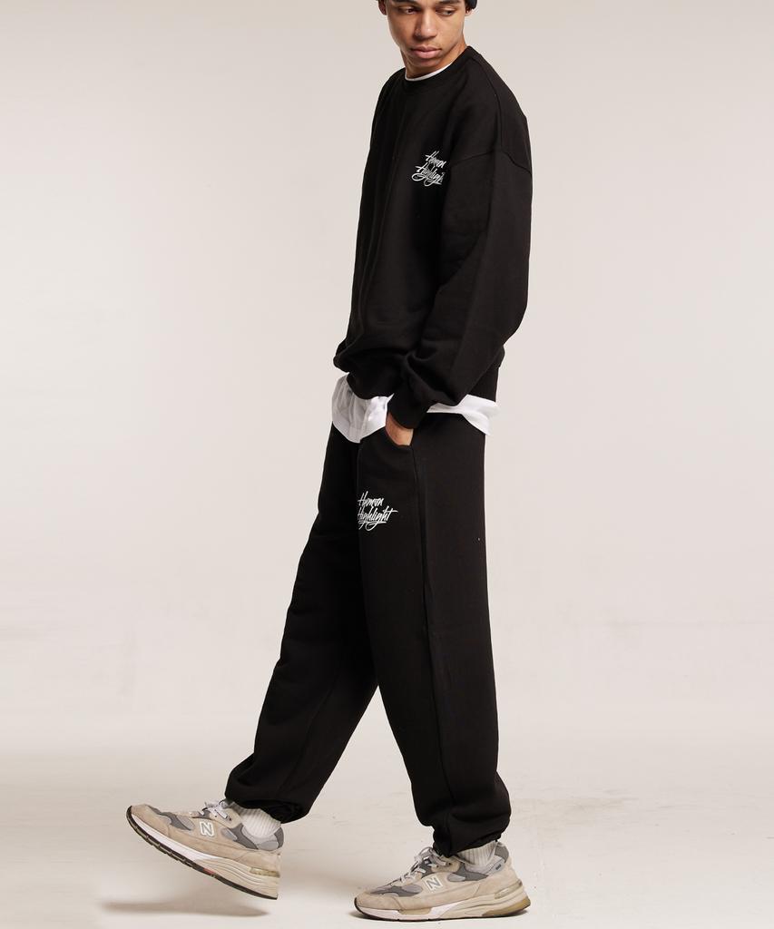 CREAM SODA LAB Human Highlight Logo Jogger Pants Black White