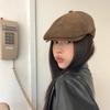 Корейская замшевая кепка с козырьком для женщин, осенне-зимний дизайн, визуально уменьшает большую голову, без берета с утиным язычком