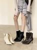 2025 Европейский и американский стиль заостренный универсальный широкий голенище тонкий каблук высокий каблук короткие ботинки