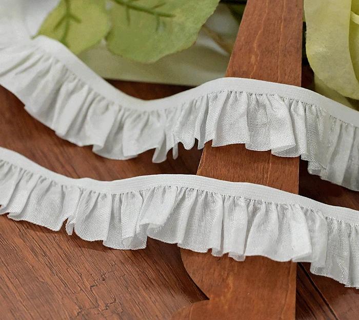 21 Color Stretchy Ealstic Ruffle Pleat Dance Shirt 1.5-2.5cm Wide Skirt Dress Edging Lace Trim Ribbon 10 Meters