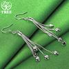 Luxury Noble Jewelry 925 Sterling Silver Heart Long Tassel Drop Earrings Women's Party Wedding Accessories Exquisite Design Gift