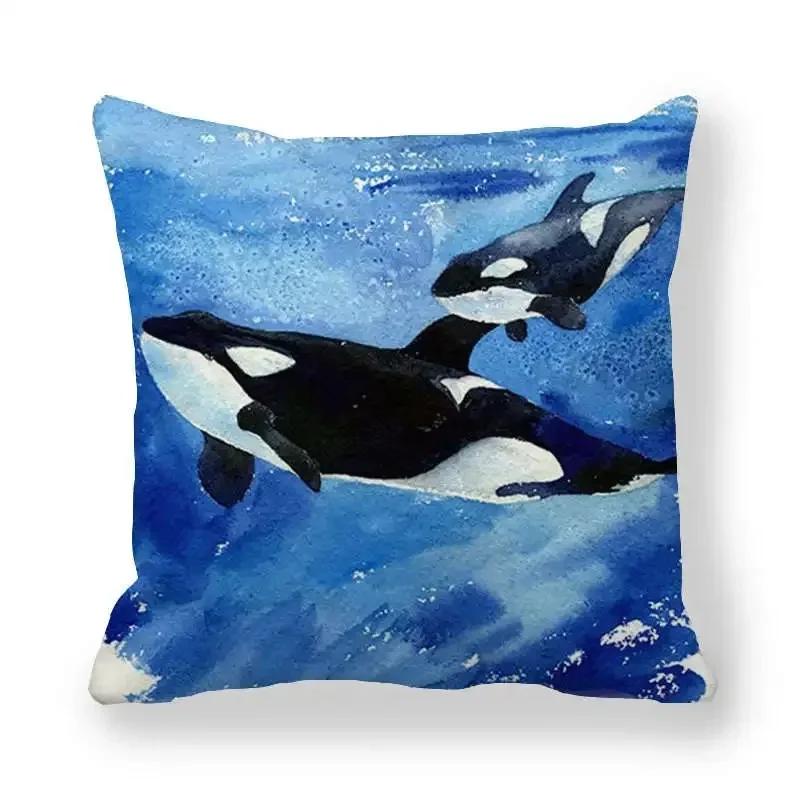 Наволочка из серии акварельных китов для дома, спальни, гостиной, дивана, x наволочка из персиковой кожи
