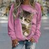 Cat Print Hoodie Women's Hoodies Animal Sweatshirts Harajuku Hoodie Autumn Winter Coats Pullovers Women's Clothing Kawaii Y2k