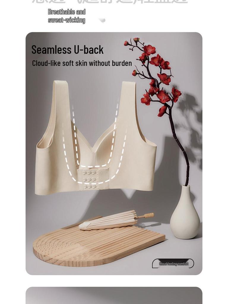 VANBARIS Plus Size Push-Up Bra with Side Support, Fixed Cups & Seamless Back Smoothing for Women