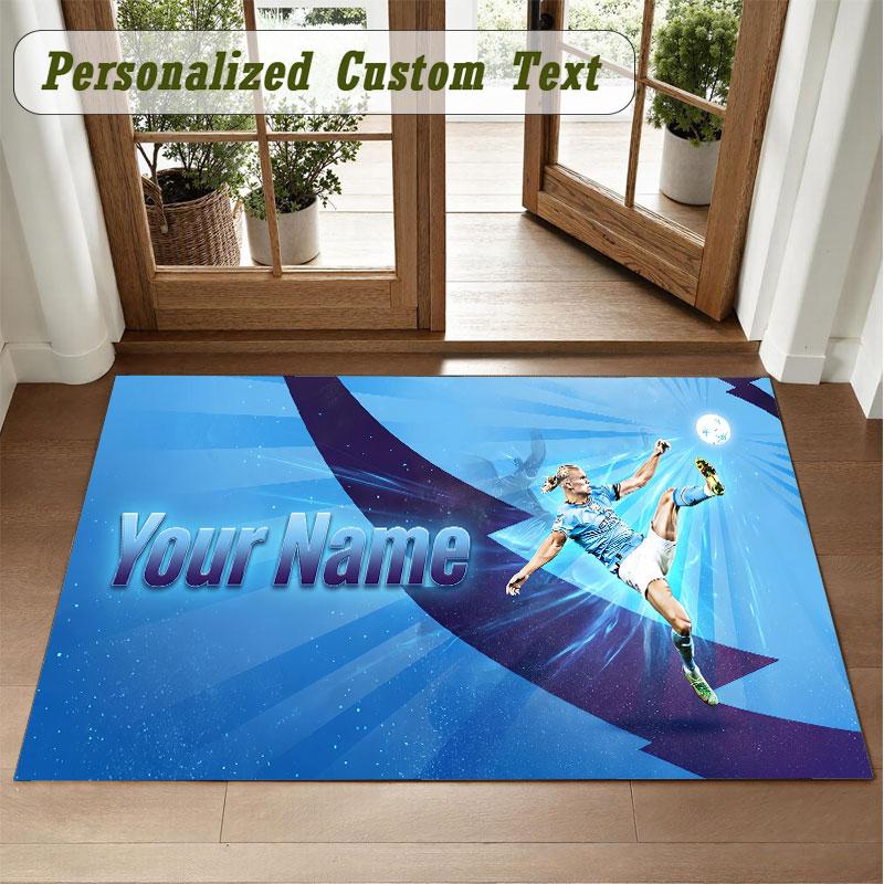Crystal Velvet Square Rug Custom NameErling Haaland Pattern Non Slip Home Floor Decor Rug