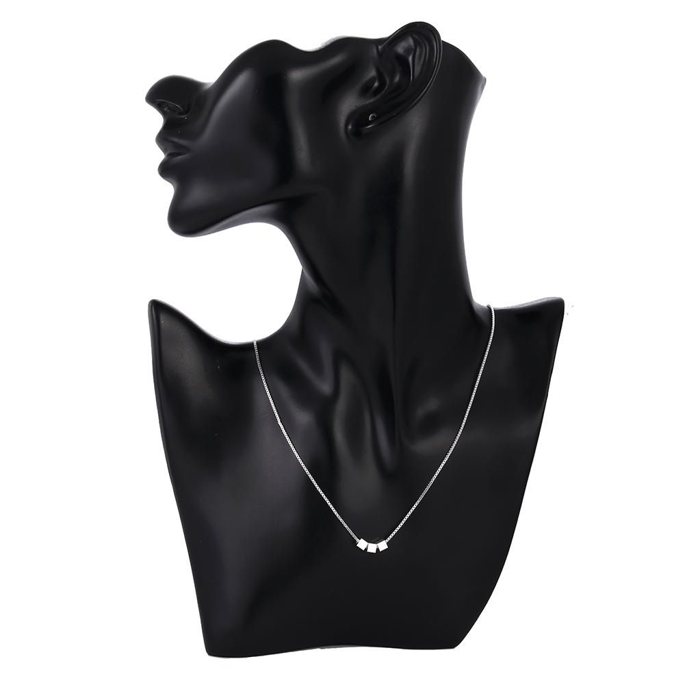 Ожерелье из стерлингового серебра 925 пробы, цепочка-коробка, простой квадратный куб, треугольный кулон для женщин, модные вечерние свадебные аксессуары, ювелирные изделия