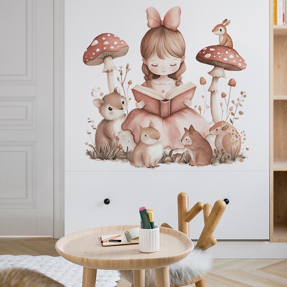 Читающая маленькая девочка Спальня Гостиная Домашний фон Наклейки для стен Декор Съемная Домашняя Художественная Наклейка