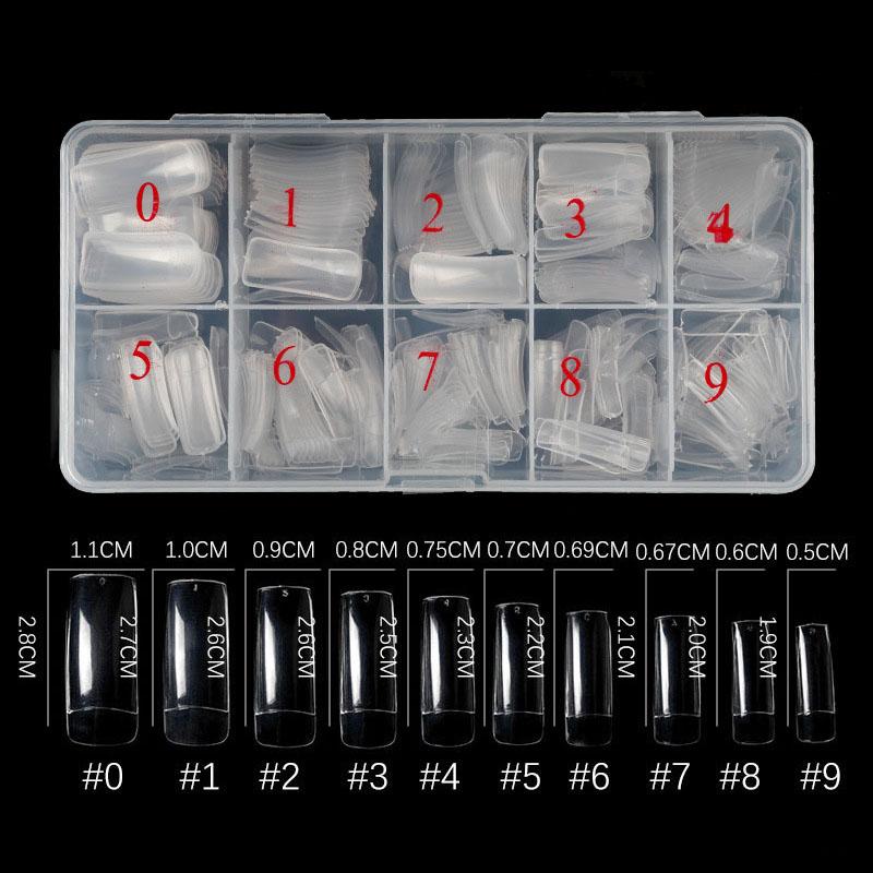 500 шт. акриловые накладные ногти с коробкой, прозрачный белый натуральный полупокрытие, полное покрытие, инструмент для французского маникюра