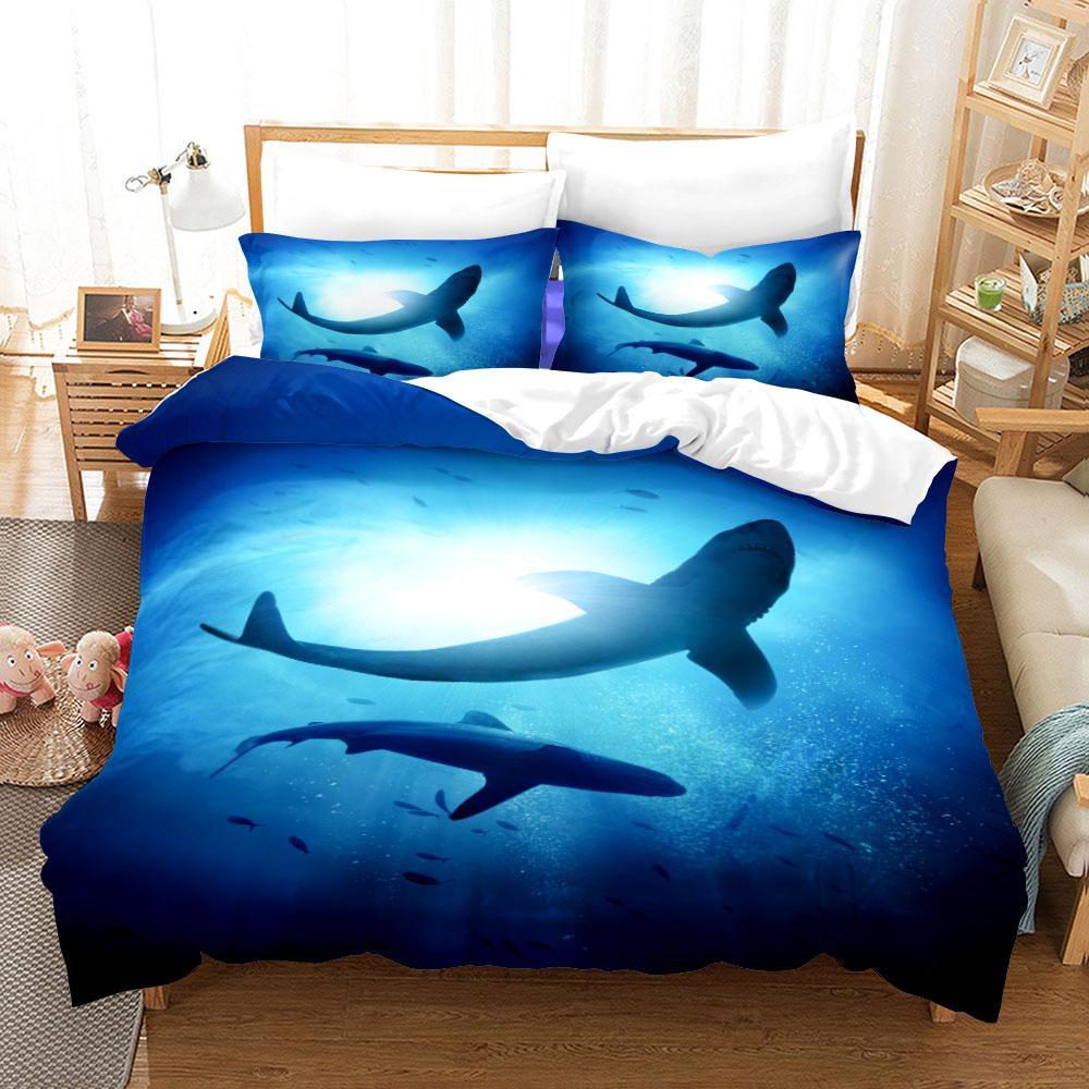 Комплект постельного белья «Акулы под водой» Маленький Односпальный Полуторный Двуспальный Королевский Кинг Калифорнийский Кинг Размер Комплект постельного белья