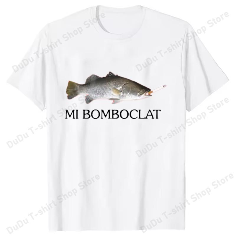 Funny Bomboclat Fish Meme Tshirt High Street Fashion Trend Y2k Short Sleeve Tshirts Women Unisex Harajuku Vintage Style T Shirts