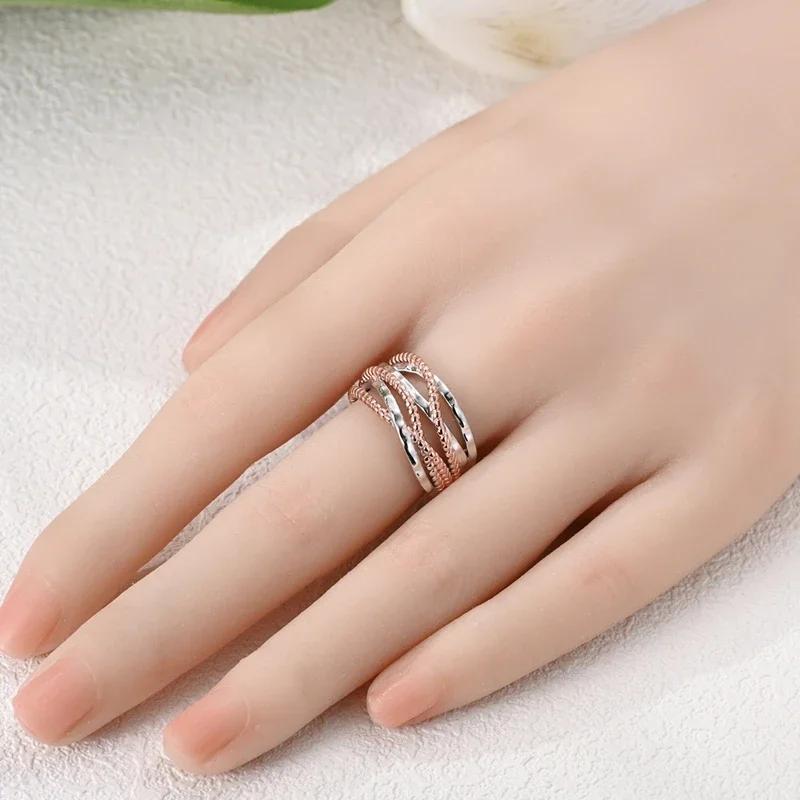 Аутентичное медное кольцо с покрытием Rose Gold, обвитое веревкой, женские ювелирные аксессуары, кольца в подарок на годовщину, роскошные, высокое качество
