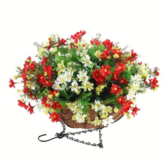 Искусственная подвесная корзина с цветами Устойчивые к УФ-лучам Искусственные цветы в корзине Искусственные цветы