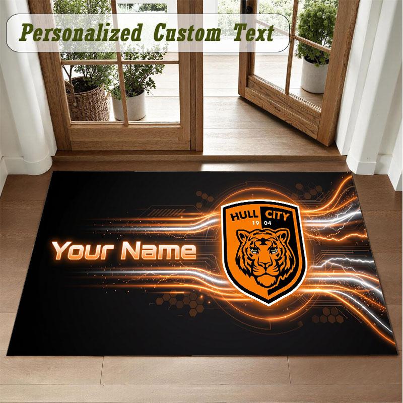 Crystal Velvet Square Rug Custom NameHull City Pattern Non Slip Home Floor Decor Rug