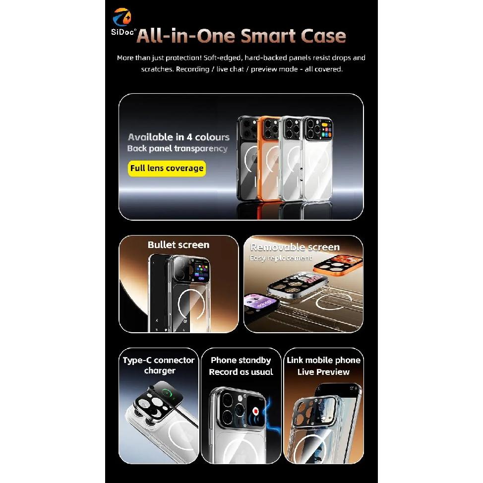 New intelligent screen phone protective case for taking photos, recording, playing games app, online real-time viewing of photos