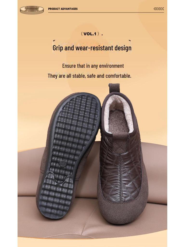 Зимние снегостойкие ботинки Slip-On 2024 года: Водонепроницаемая, теплая, повседневная обувь из хлопка в корейском стиле