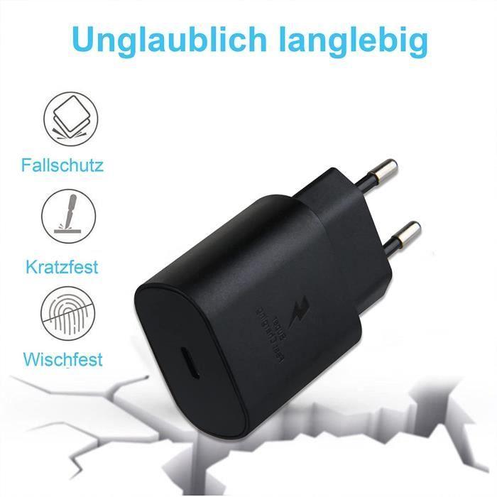 Chargeur Rapide USB C 25 W, Chargeur Ultra Rapide Type C Avec Cable De Chargement Anoid USB C À C De 1,5 M Pour Samsung Galaxy S12