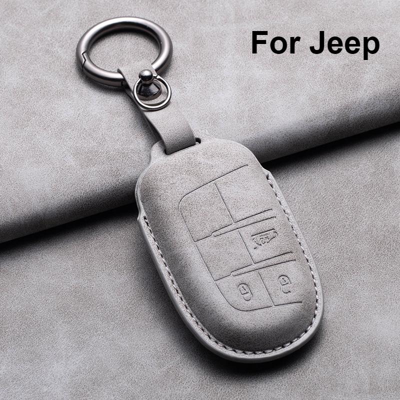 Кожаный чехол-брелок для автомобильного ключа For Jeep Wrangler Commander Compass Patriot Renegade Cherokee grand cherokee Брелок